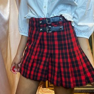Michael Kors Red Tartan Plaid Mini Skirt sz2